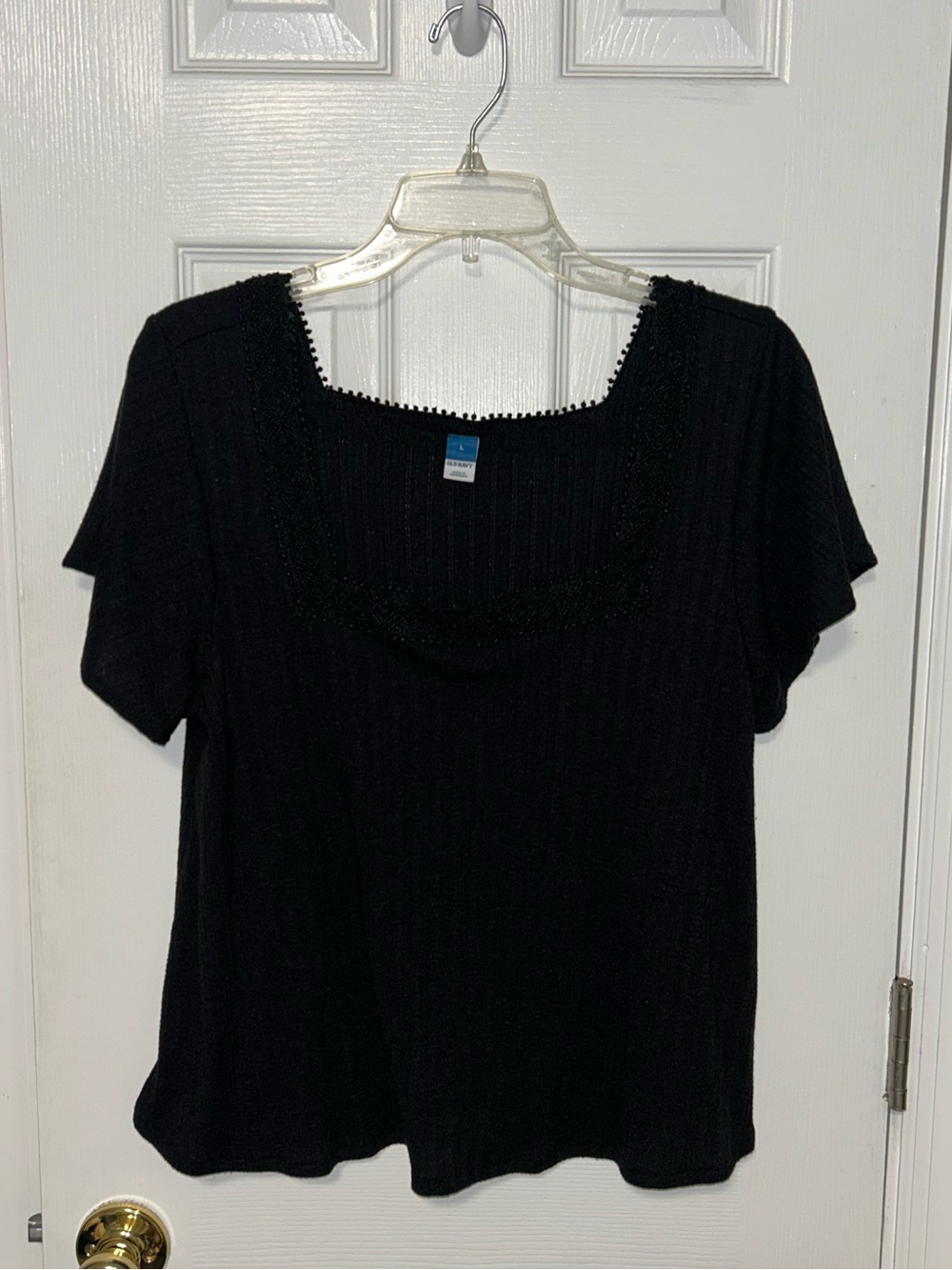 Old Navy Black Short-Sleeve Square Neck Top
